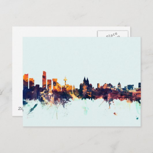 Liverpool England Skyline Briefkaart (Voorkant / Achterkant)