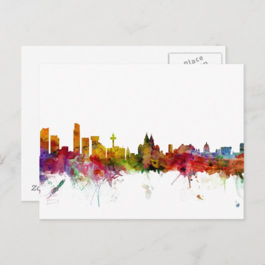 Liverpool England Skyline Briefkaart (Voorkant / Achterkant)