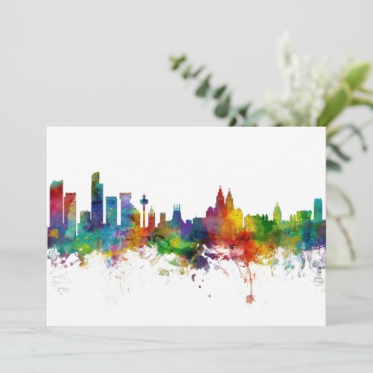 Liverpool England Skyline Kaart (Staand voorkant)