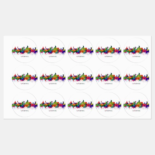 Liverpool England Skyline Labels (Vel)