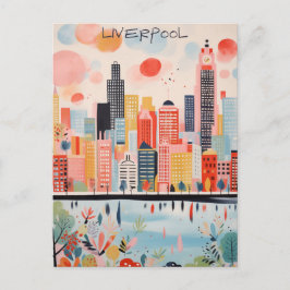 Liverpool England Travel City Painting Aesthetic Briefkaart