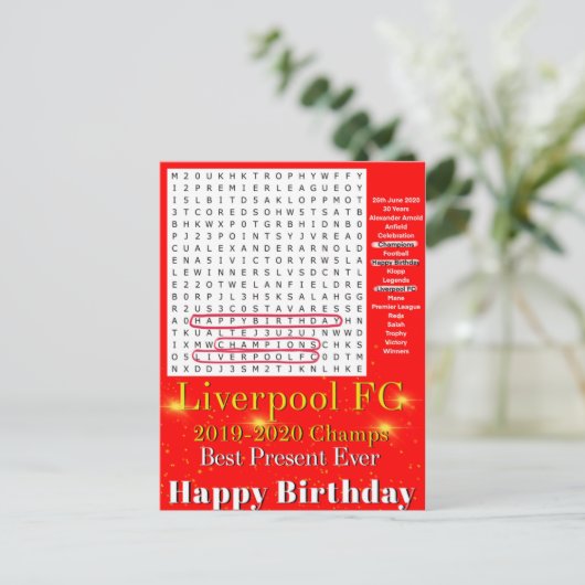Liverpool FC 2020 Kampioen Briefkaart (Staand voorkant)