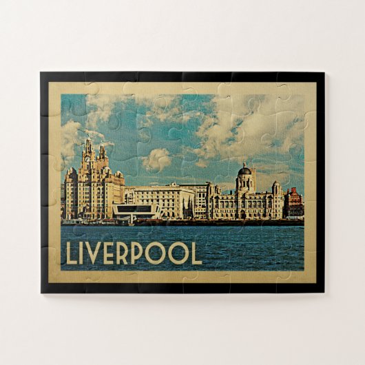 Liverpool Jigzaag Puzzle Vintage Travel Legpuzzel (Horizontaal)