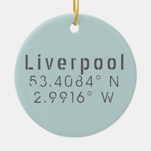 Liverpool Latitude Longitude Keepomwille Keramisch Ornament (Voorkant)
