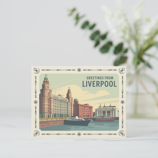 Liverpool Postcard Vintage Travel Briefkaart (Staand voorkant)