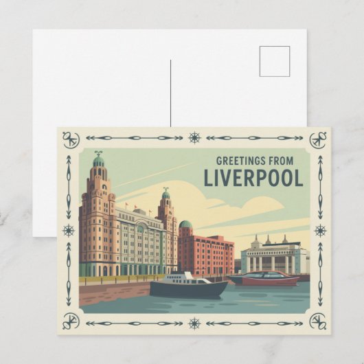 Liverpool Postcard Vintage Travel Briefkaart (Voorkant / Achterkant)