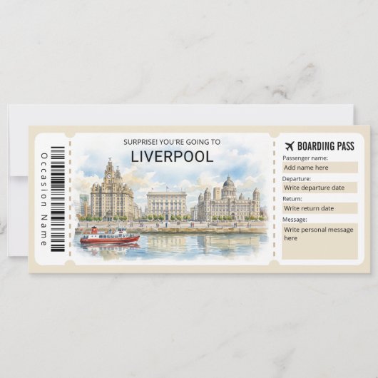 Liverpool Reis Instapkaart Ticket Kaart (Voorkant)