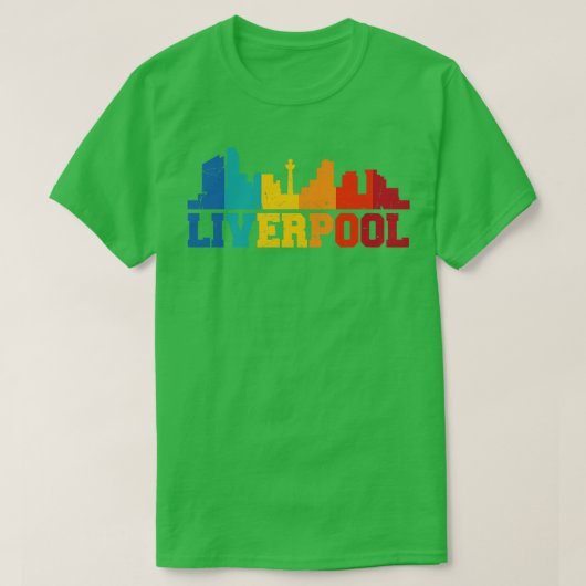 Liverpool Retro Skyline Verenigd Koninkrijk T-shirt (Design voorkant)