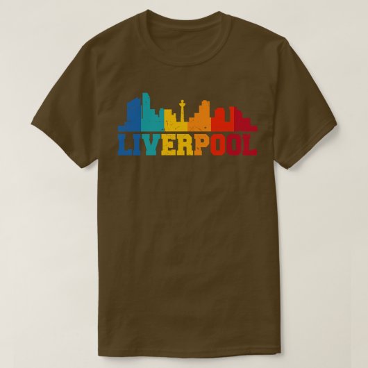 Liverpool Retro Skyline Verenigd Koninkrijk T-shirt (Design voorkant)