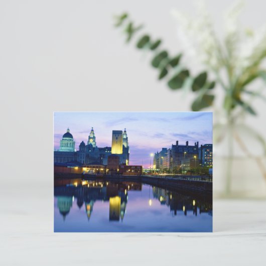 Liverpool 's nachts, Engeland Briefkaart (Staand voorkant)