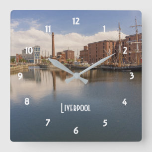 Liverpool Salthouse Dock Merseyside Travel Foto Vierkante Klok