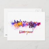 Liverpool skyline in waterverf briefkaart (Voorkant / Achterkant)