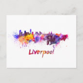 Liverpool skyline in waterverf briefkaart (Voorkant)