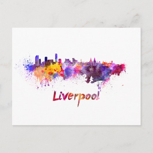 Liverpool skyline in waterverf briefkaart (Voorkant)