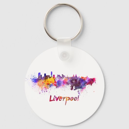 Liverpool skyline in waterverf sleutelhanger (Voorkant)