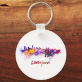 Liverpool skyline in waterverf sleutelhanger (Voorkant)