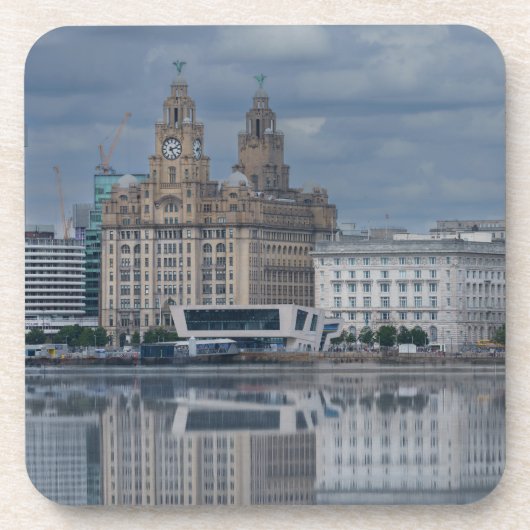 Liverpool Skyline Reflection Bier Onderzetter (Voorkant)