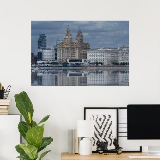 Liverpool Skyline Reflection Poster (Thuiskantoor)