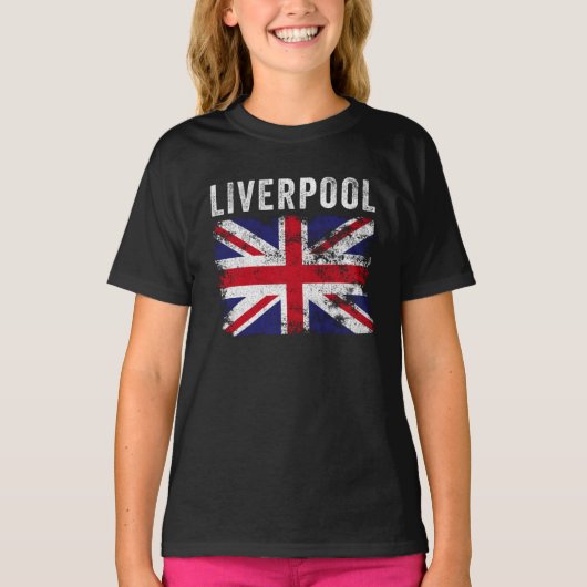 Liverpool UK Flag England Souvenir T-shirt (Voorkant)