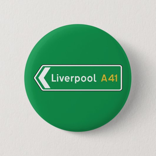 Liverpool, UK Road Sign Ronde Button 5,7 Cm (Voorkant)