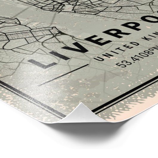 Liverpool unit kingdom map print poster canvas (Hoek)