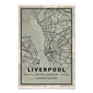 Liverpool unit kingdom map print poster canvas