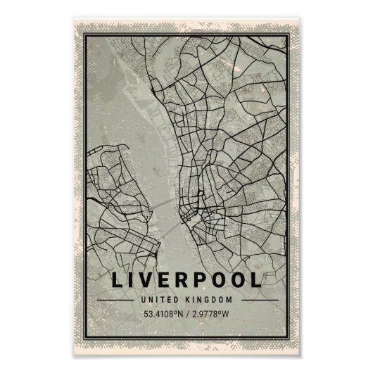 Liverpool unit kingdom map print poster canvas (Voorkant)