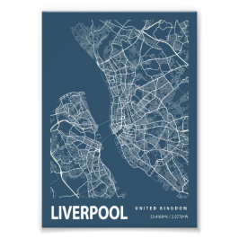 Liverpool - United Kingdom Blueprint City Map Foto Afdruk
