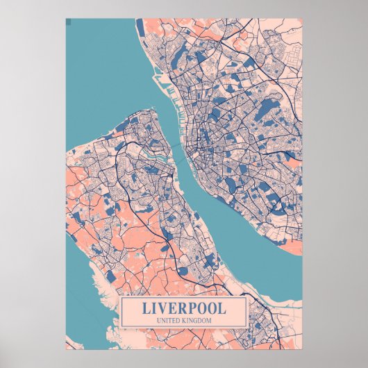 Liverpool - United Kingdom Breezy City Map Poster (Voorkant)