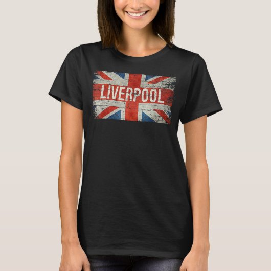 Liverpool Verenigd Koninkrijk Brits vlaggen  Souv T-shirt (Voorkant)
