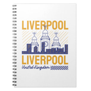 Liverpool Verenigd Koninkrijk Retro Silhouet Typog Notitieboek