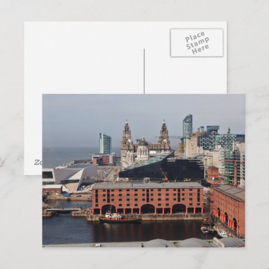 Liverpool voor het Liver Building - Briefkaart (Voorkant / Achterkant)