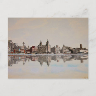 Liverpool voor het Liver Building - Briefkaart