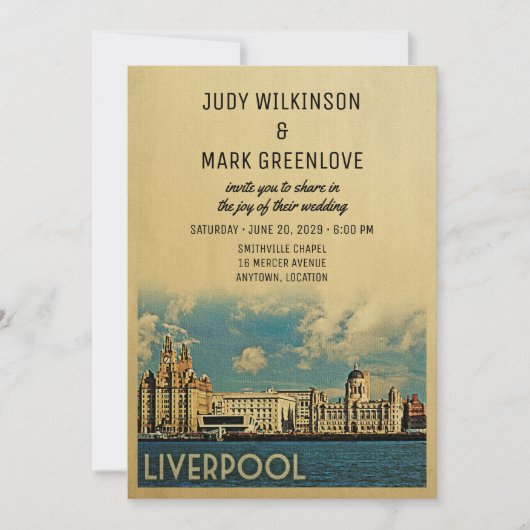 Liverpool Wedding Invitation UK Kaart (Voorkant)