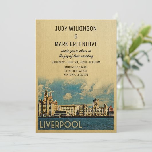 Liverpool Wedding Invitation UK Kaart (Staand voorkant)