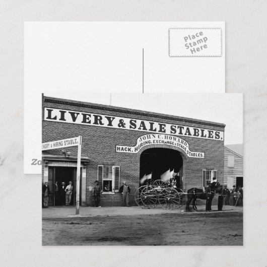 Livery Stable, 1865 Briefkaart (Voorkant / Achterkant)