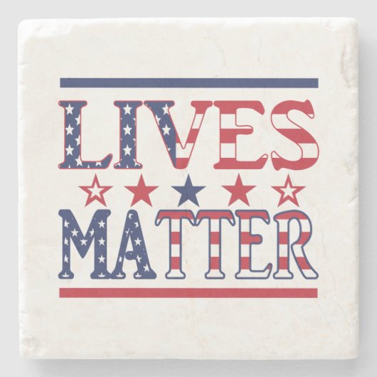 Lives Matter - Amerikaanse vlag Stenen Onderzetter (Voorkant)
