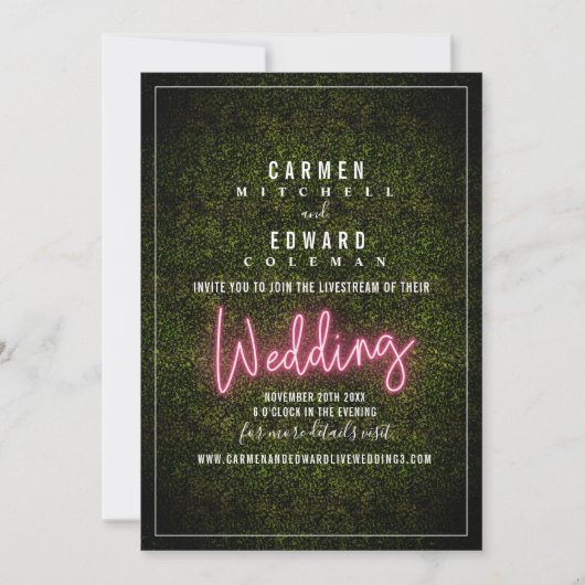 Livestream Virtual Wedding Neon Sign Boxwood Kaart (Voorkant)
