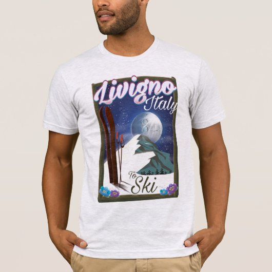 Livigno Italië ski reisposter T-shirt (Voorkant)