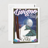 Livigno Italië skiposter Briefkaart (Voorkant / Achterkant)