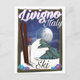 Livigno Italië skiposter Briefkaart