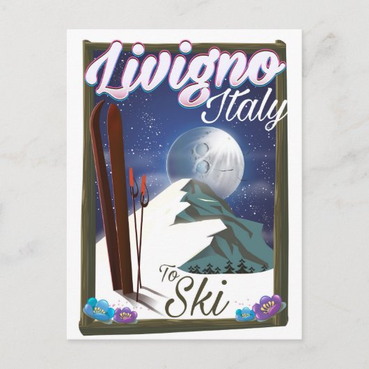 Livigno Italië skiposter Briefkaart (Voorkant)