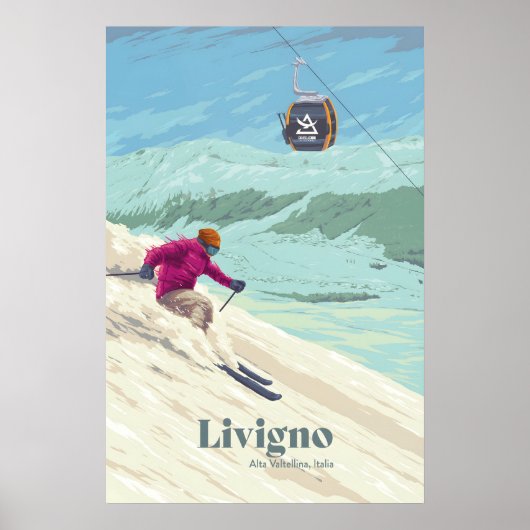 Livigno Skigebied Reisposter Poster (Voorkant)