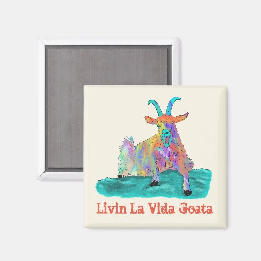 Livin La Vida Goata, een roofgeit Funny Animal Magneet (Voorkant / Achterkant)