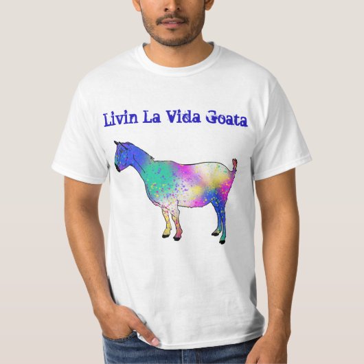 Livin La Vida Goata Funny Funky Goat Animal Art T-shirt (Voorkant)