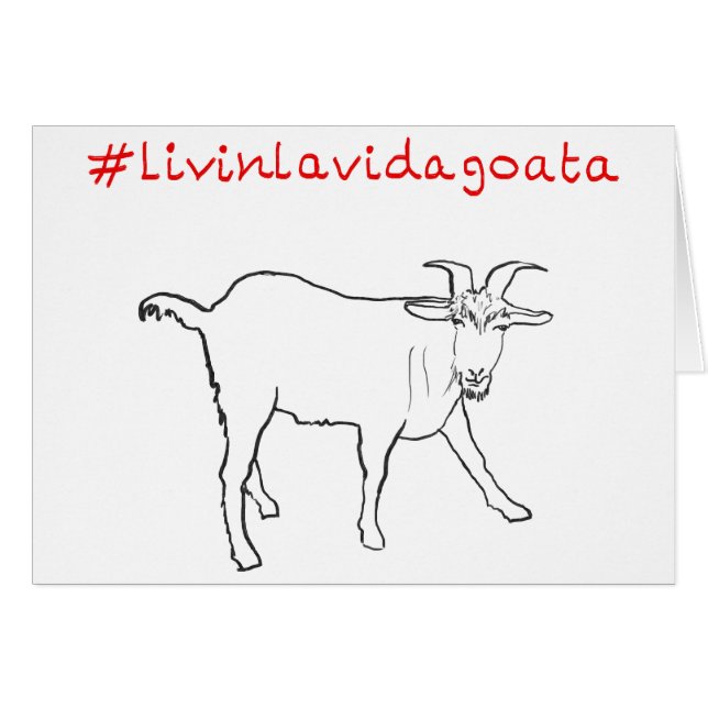 Livin La Vida Goata Funny Quirky Cute Goat Drawing (Voorkant Horizontaal)