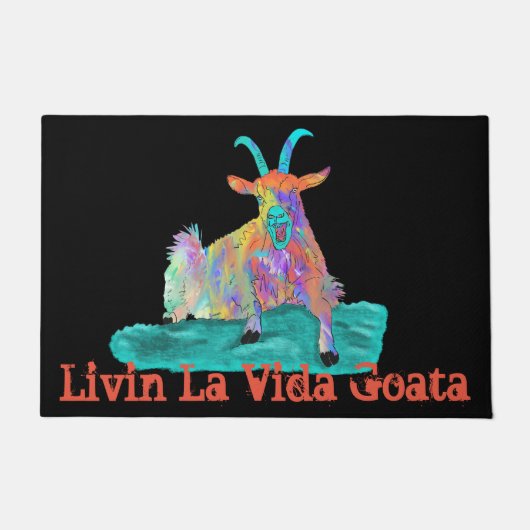 Livin La Vida Goata Funny Screaming Goat Design Deurmat (Voorkant)