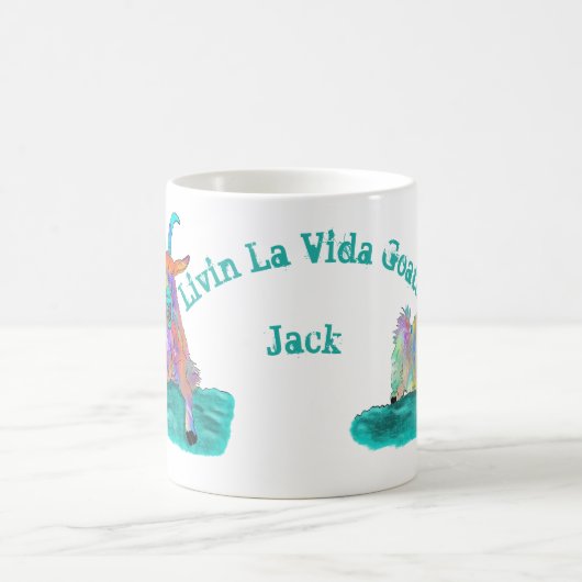 Livin La Vida Goata Funny Screaming Goat Design Koffiemok (Center)