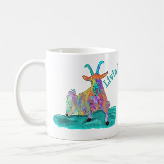 Livin La Vida Goata Funny Screaming Goat Design Koffiemok (Links)