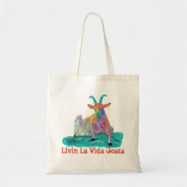 Livin La Vida Goata Funny Screaming Goat Design Tote Bag